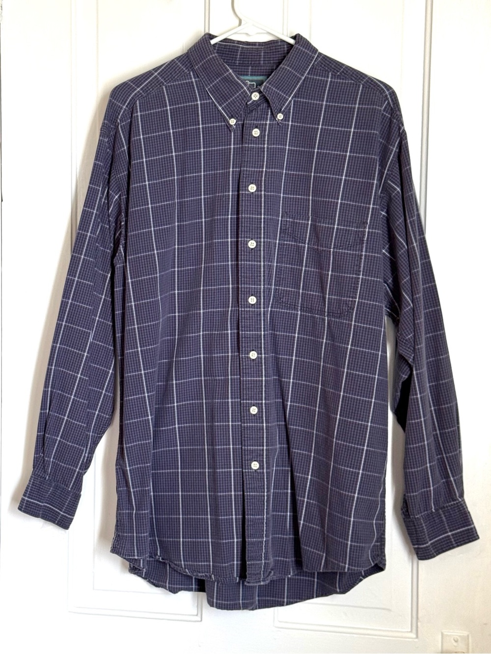 Woolrich Men's Navy Plaid Button-Down Shirt Large